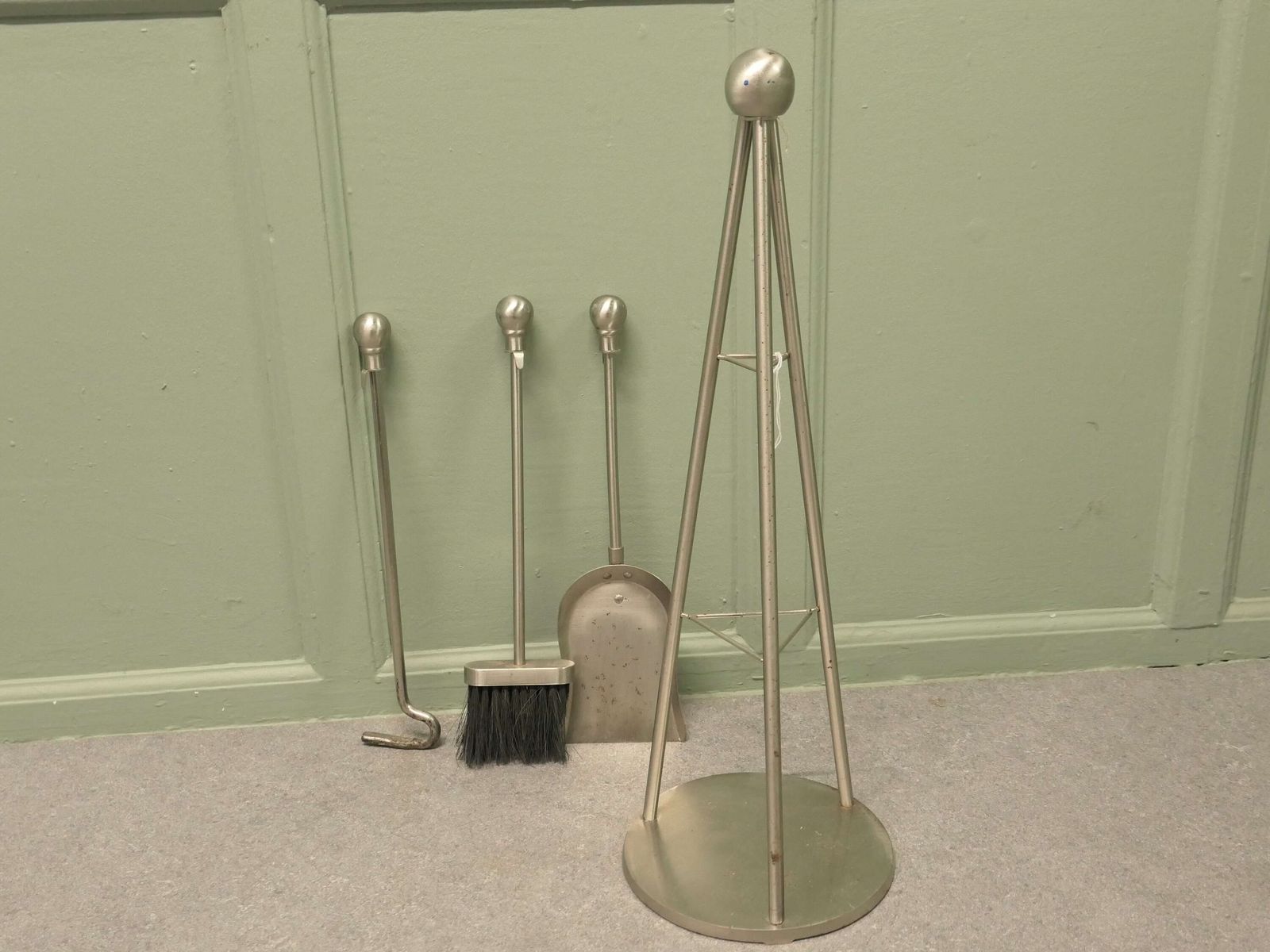 Stylish Modernist Steel Fireside Companion Set, Fireside Tools photo for sale
