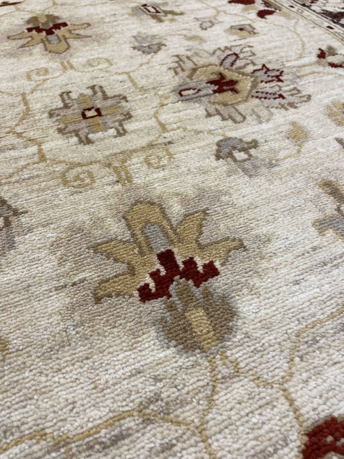 Beautiful Cream Brown Wool Rug, Floral Oriental Traditional Rug 106x150cm photo buy