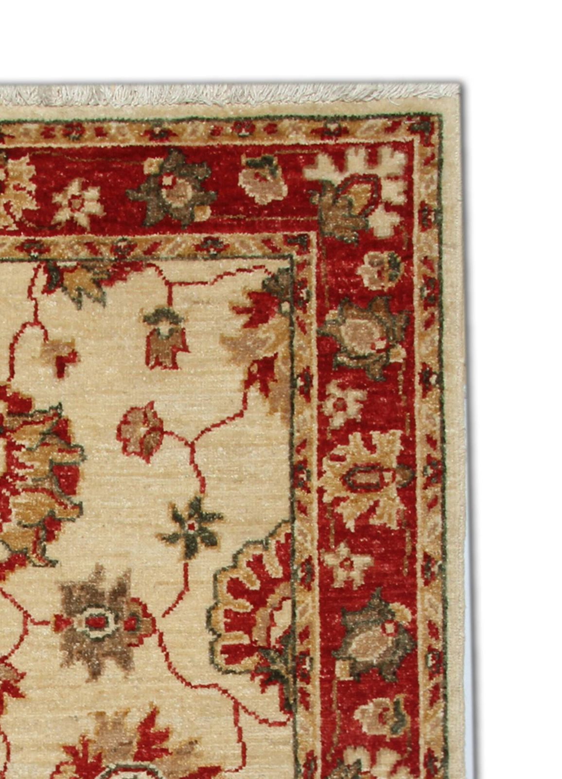 photo for sale Traditional Cream Wool Rug, Small Red Floral Oriental Carpet 86x123 Cm