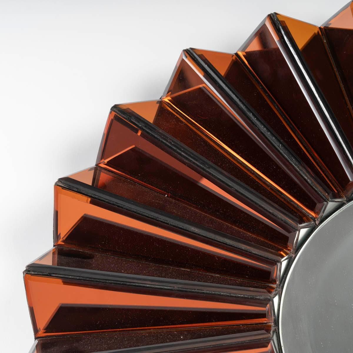 Wall Mirror By Olivier De Schrijver, Red Glass Plate, Simba Model, 20th Century. photo for sale