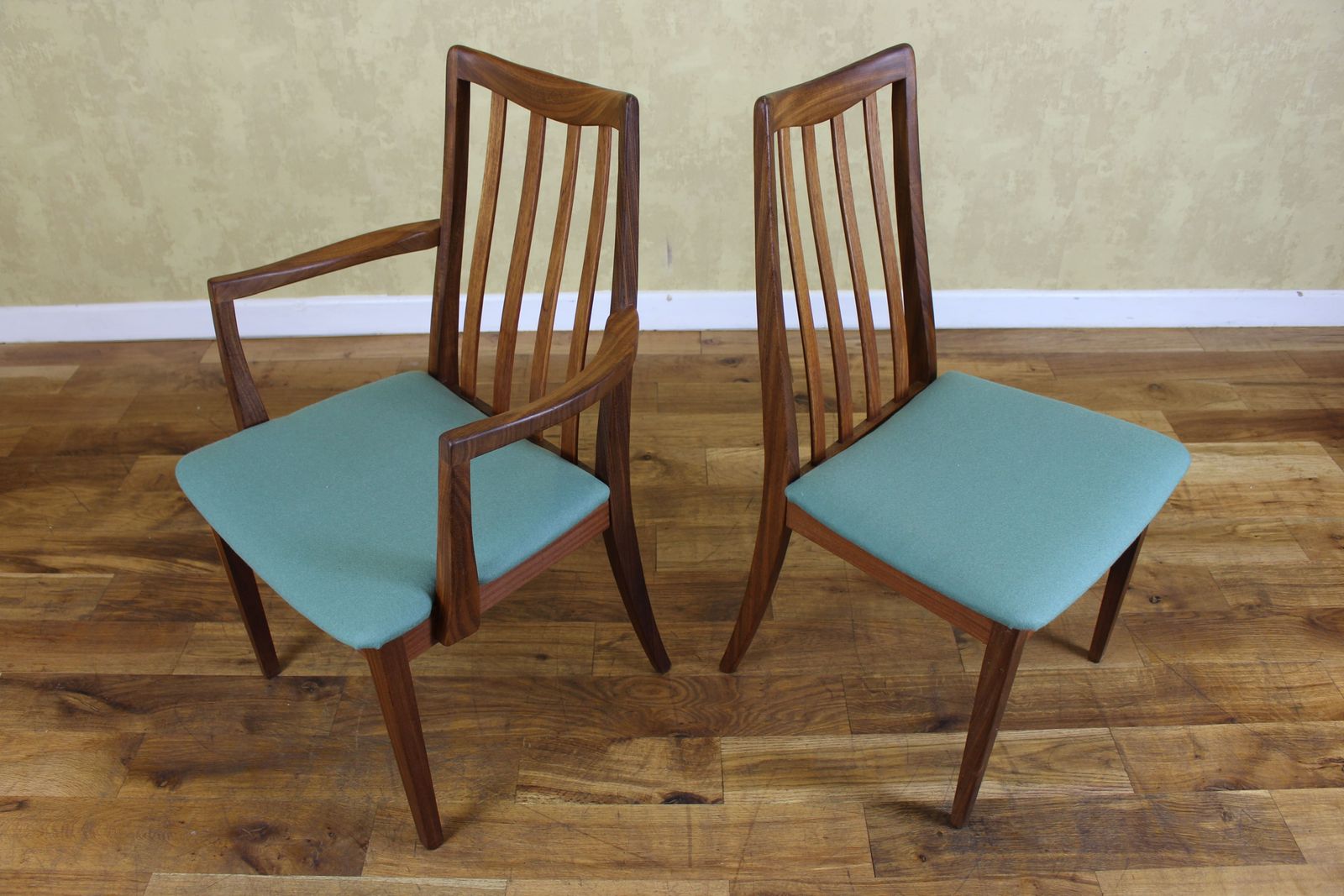 Set Of 6 G Plan 1970’s Teak Dining Chairs Newly Upholstered photo vinterior