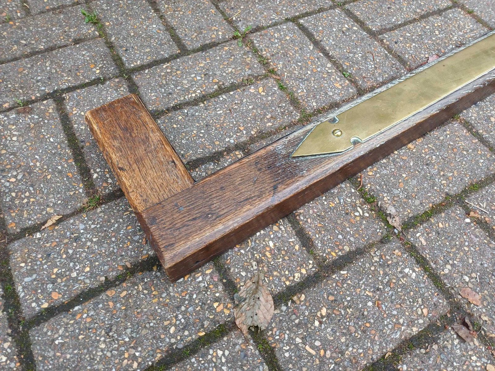 photo for sale Antique Oak & Brass Fireplace Fender C. 1850 Hearth Curb Rail, Country House Chimneypiece Guard, Victorian Edwardian Brassware