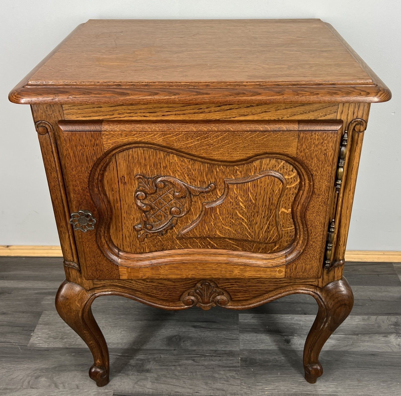 Pair Of Bedside Tables Vintage French Louis  XVI Oak Carved Cabinets Lot 4440 photo Furniture