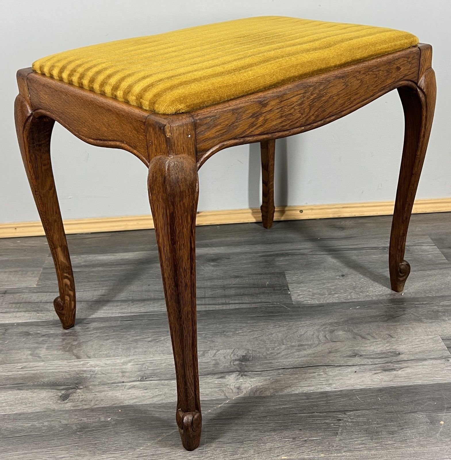 Footstool Vintage French Louis Style Oak Table Stool Upholstered Seat Lot 4422 photo furniture
