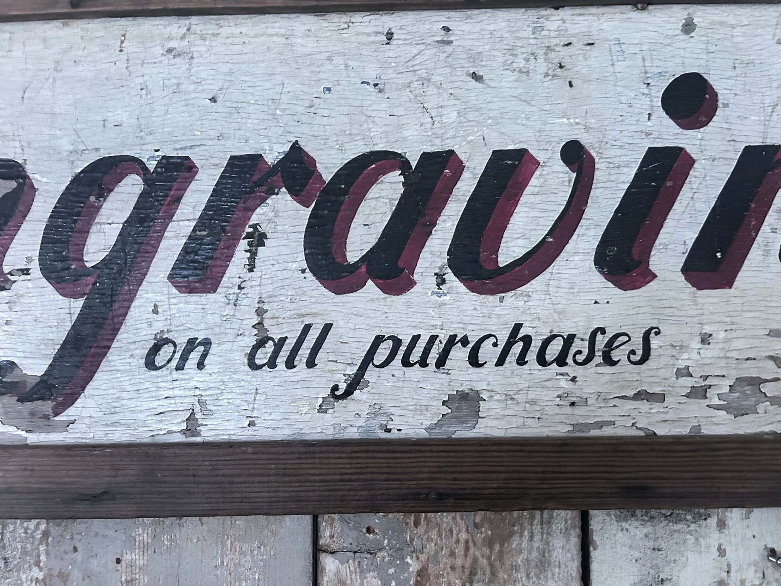Large Antique Wooden Advertising Sign Engraving Service London photo Home Decor