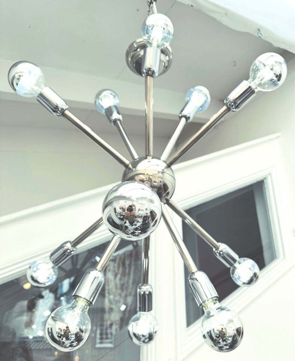 1970s Space Age Chrome 11 Arm Sputnik Ceiling Light photo 350.0