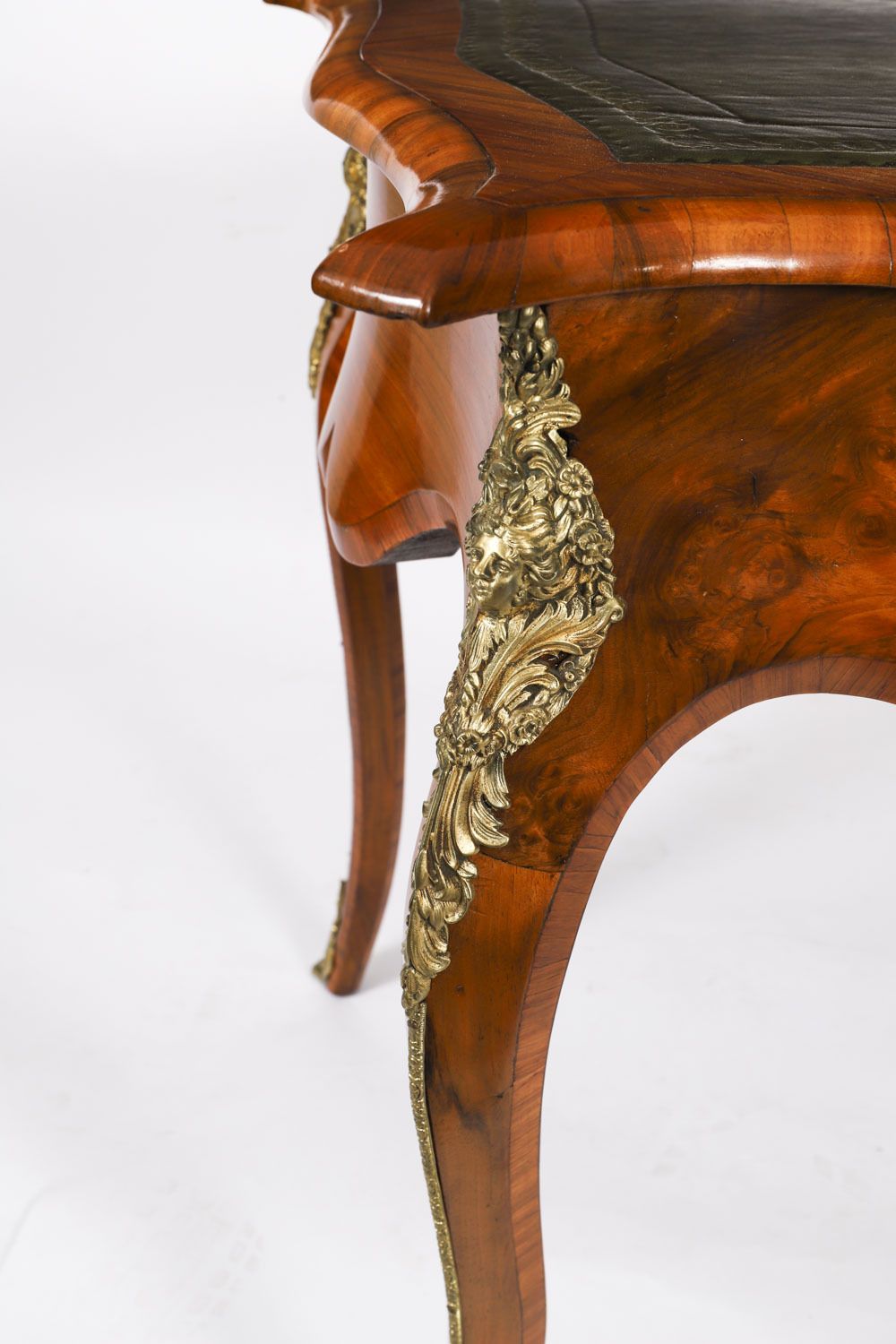 Antique French Burr Walnut Writing Desk Bureau Plat C.1870  114x65cm photo vintage