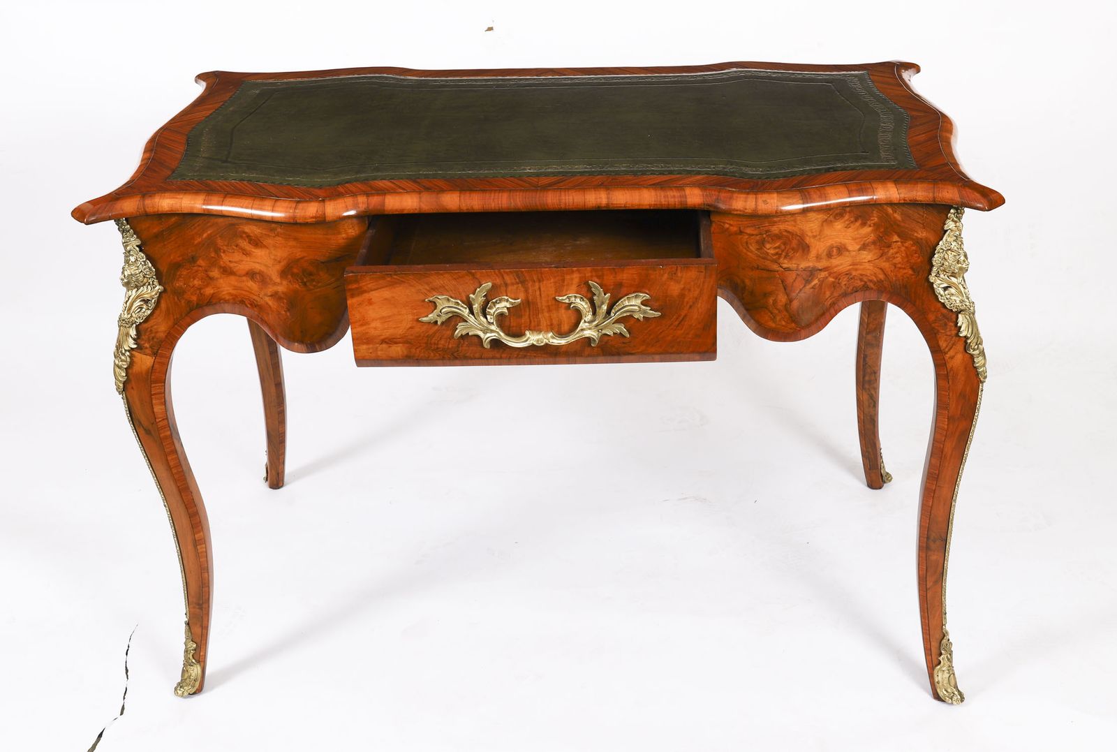photo buy Antique French Burr Walnut Writing Desk Bureau Plat C.1870  114x65cm