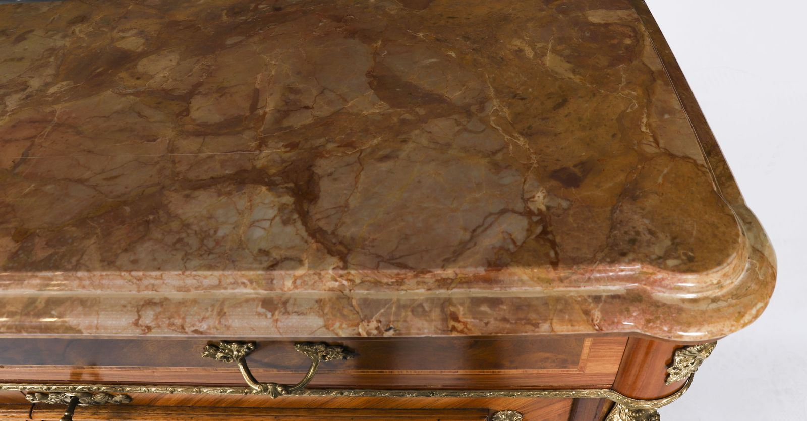 photo vinterior Antique French Floral Marquetry Marble Topped Side Cabinet Circa 1900