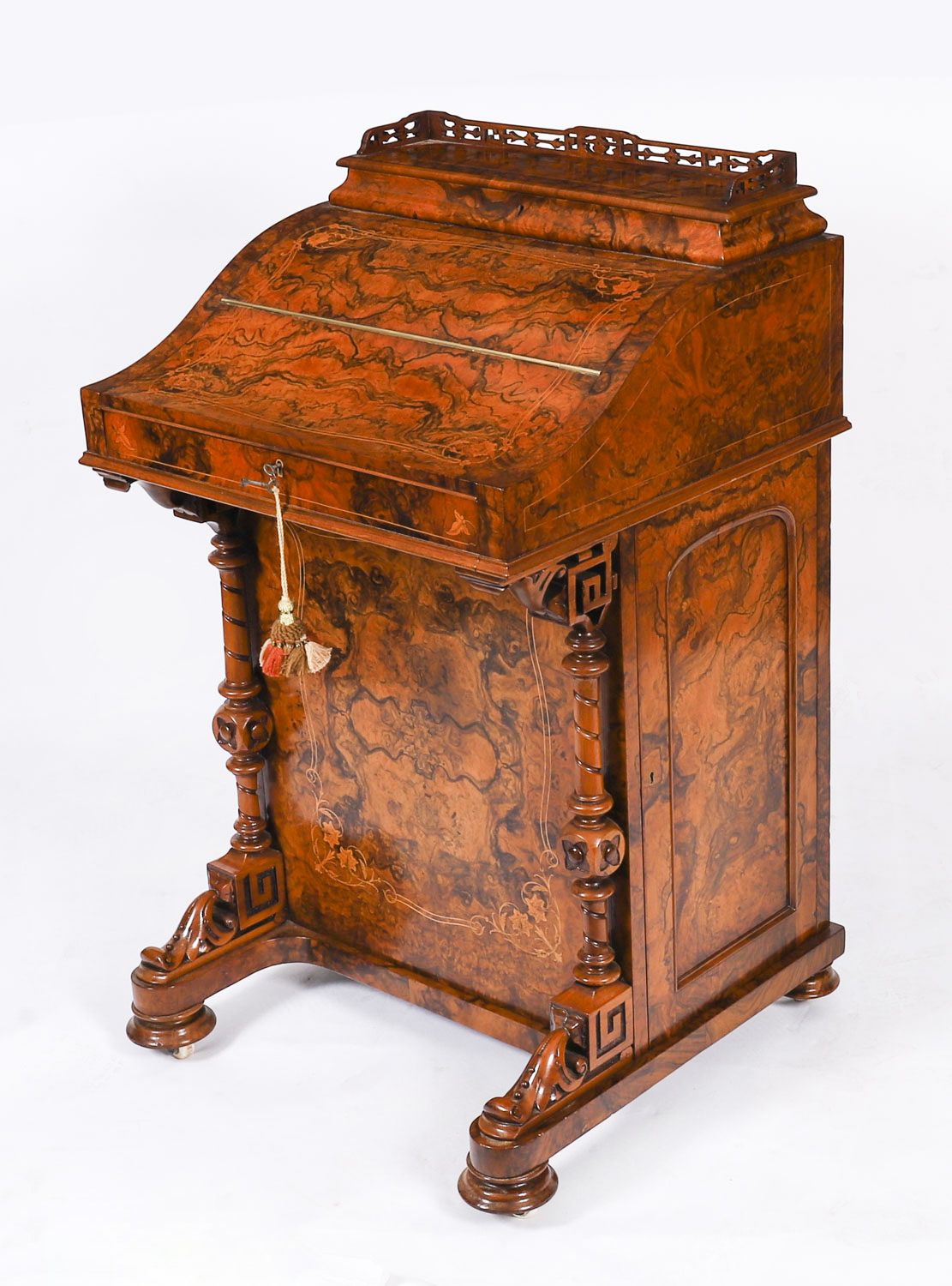 Victorian Burr Walnut & Inlaid Davenport Desk C.1860 19t Century photo furniture