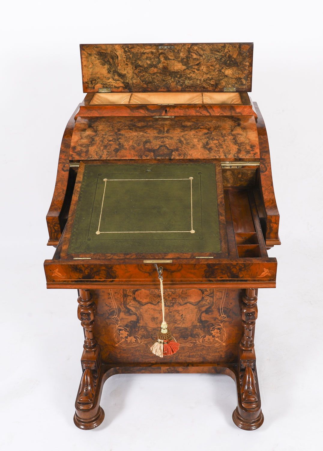 Victorian Burr Walnut & Inlaid Davenport Desk C.1860 19t Century photo Furniture