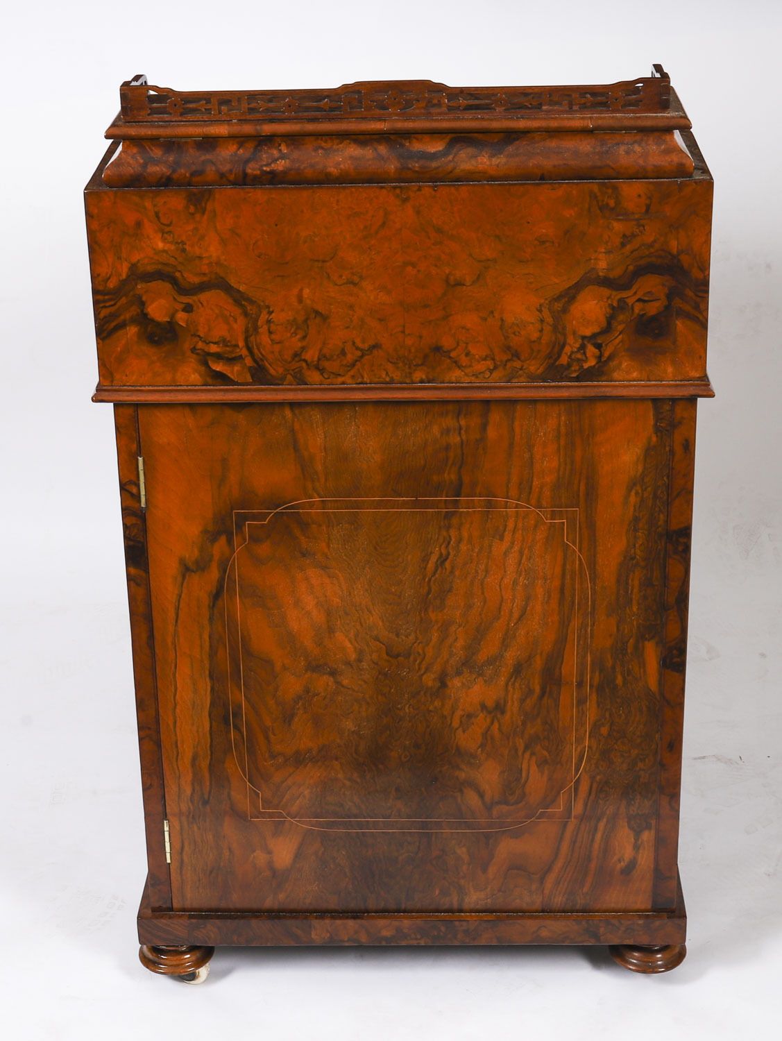 Furniture Victorian Burr Walnut & Inlaid Davenport Desk C.1860 19t Century photo