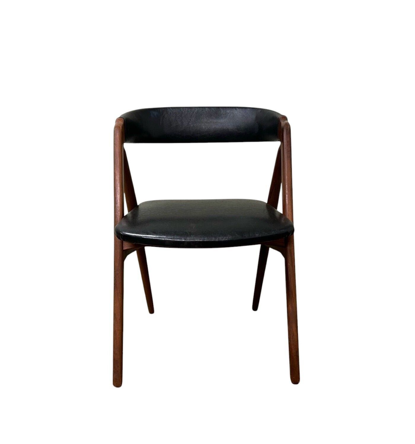 Danish Thomas Harlev Model 205 For Farstrup Teak And Black Vinyl Dining Desk Chair Mid Century 1950s photo 550.0