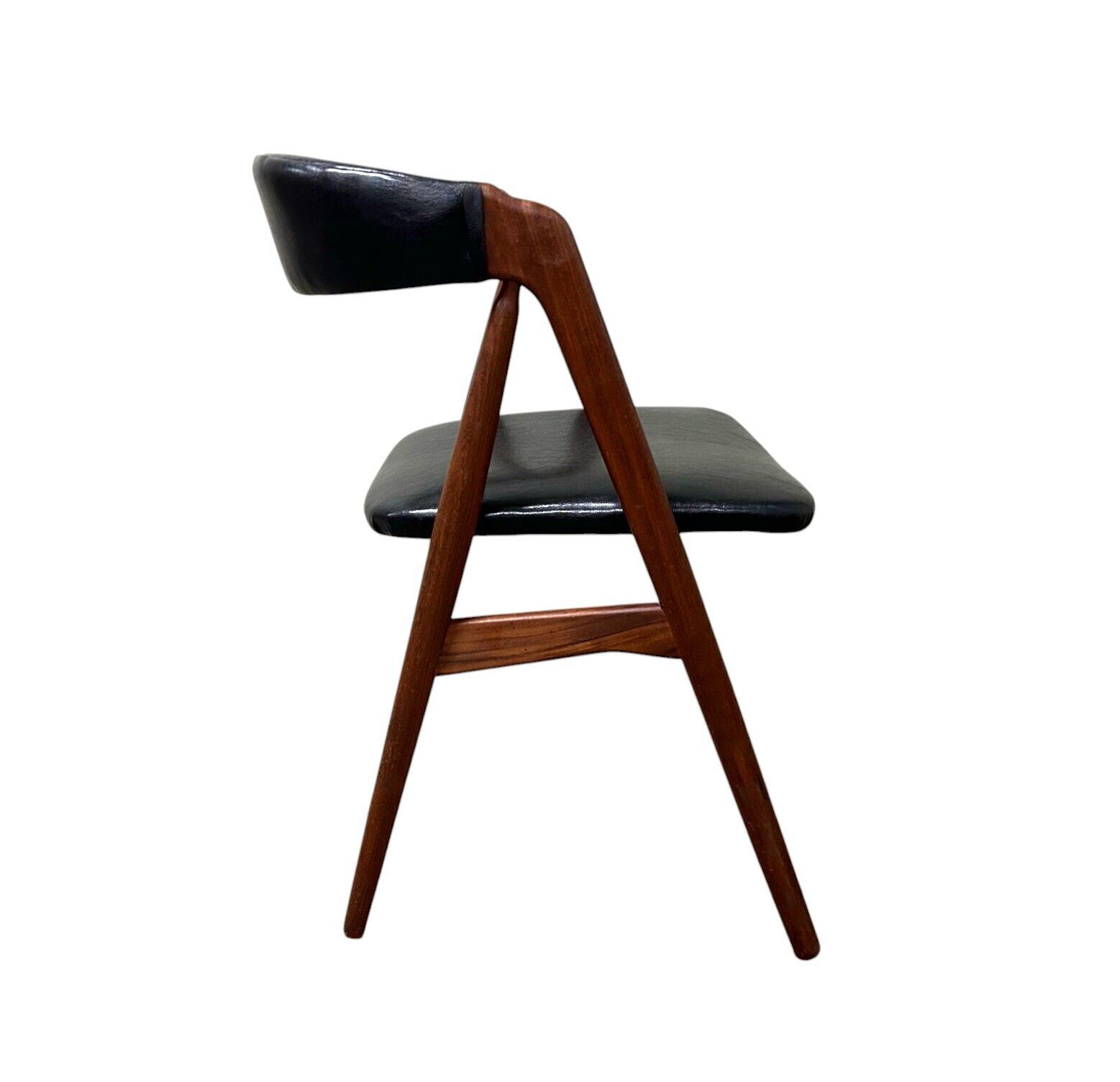 photo buy Danish Thomas Harlev Model 205 For Farstrup Teak And Black Vinyl Dining Desk Chair Mid Century 1950s