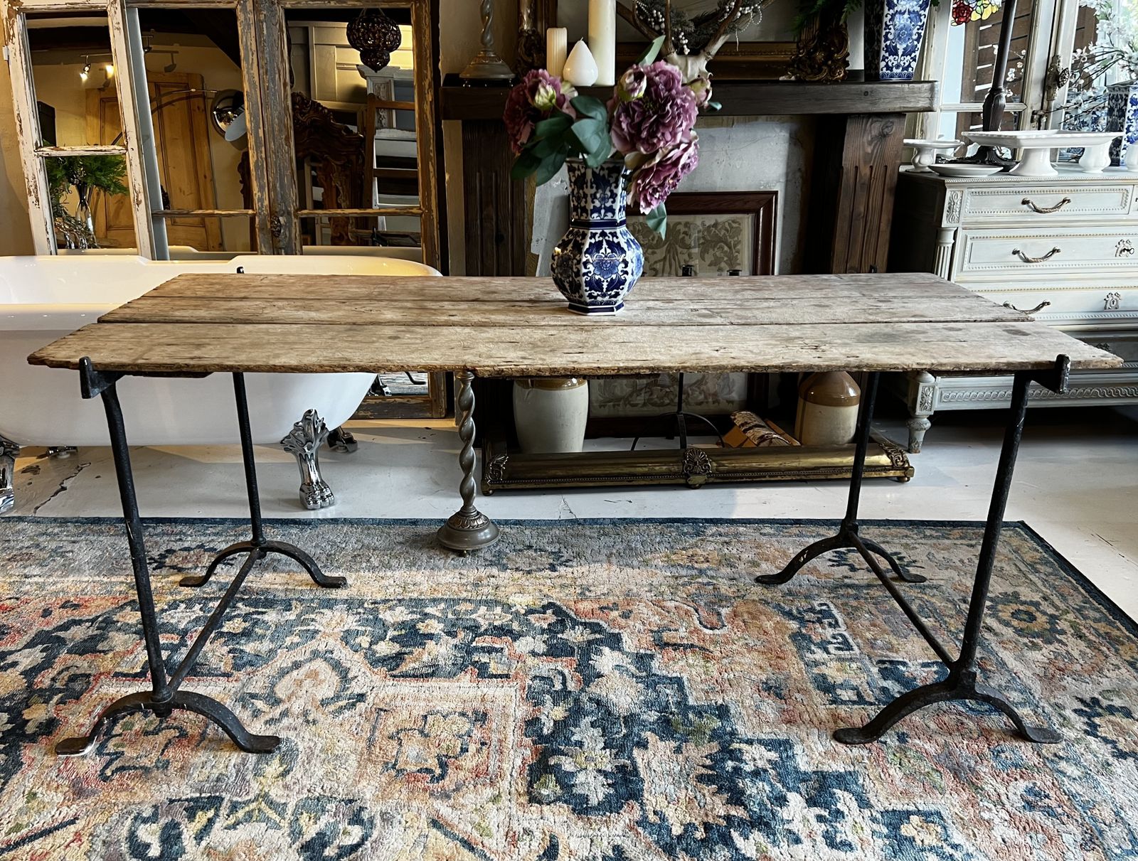 Stunning Unique Antique Trestle Table