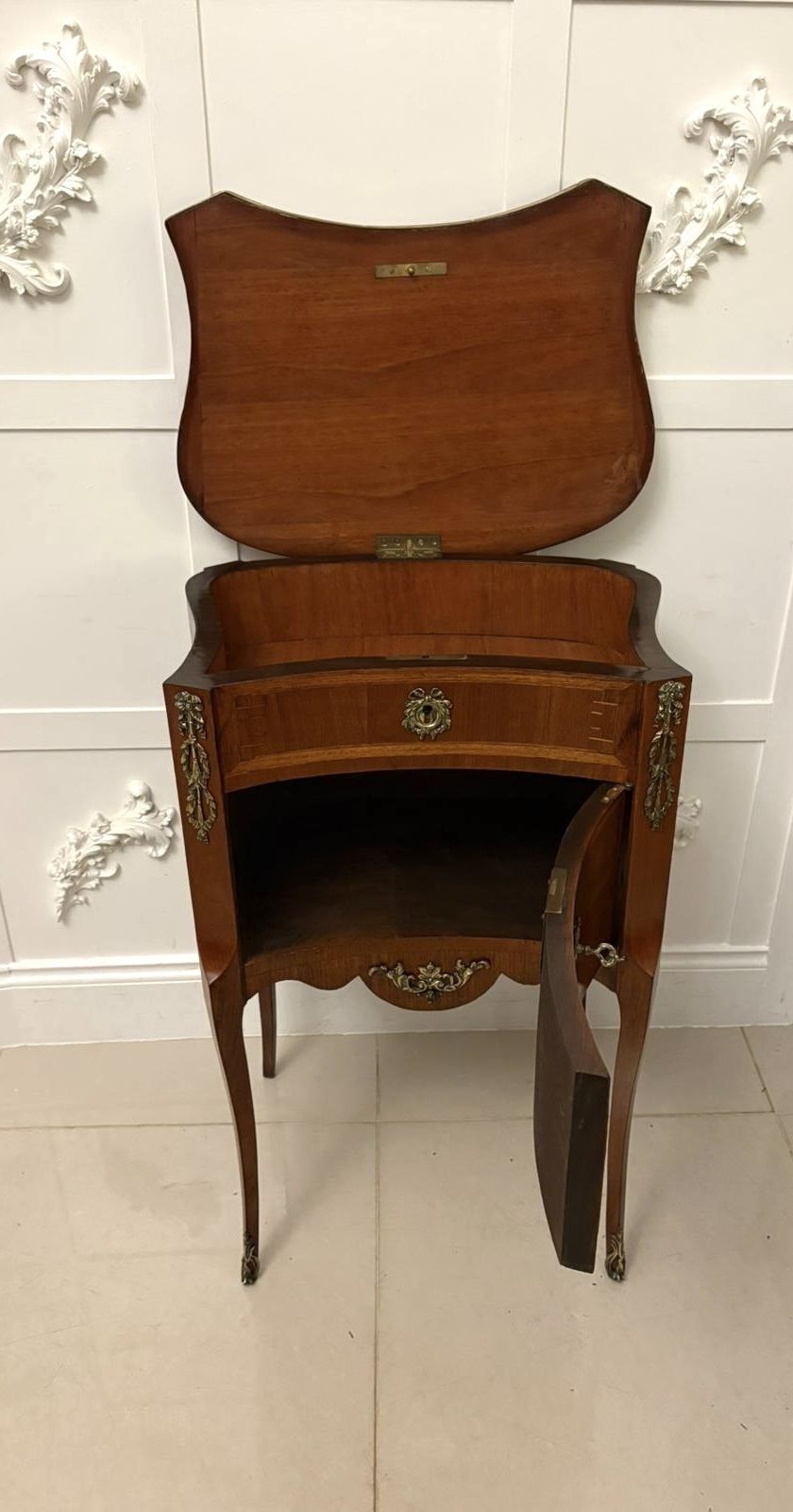 photo furniture Antique Quality French Louis XV Style Marquetry Side Cabinet