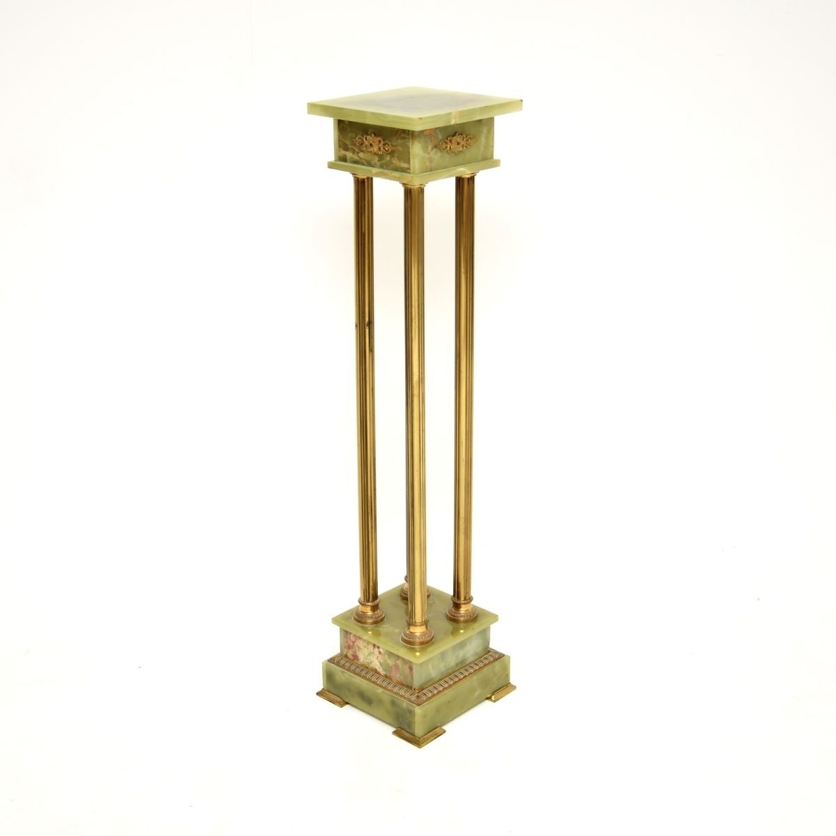 Antique French Onyx And Brass Plant Stand Column photo furniture
