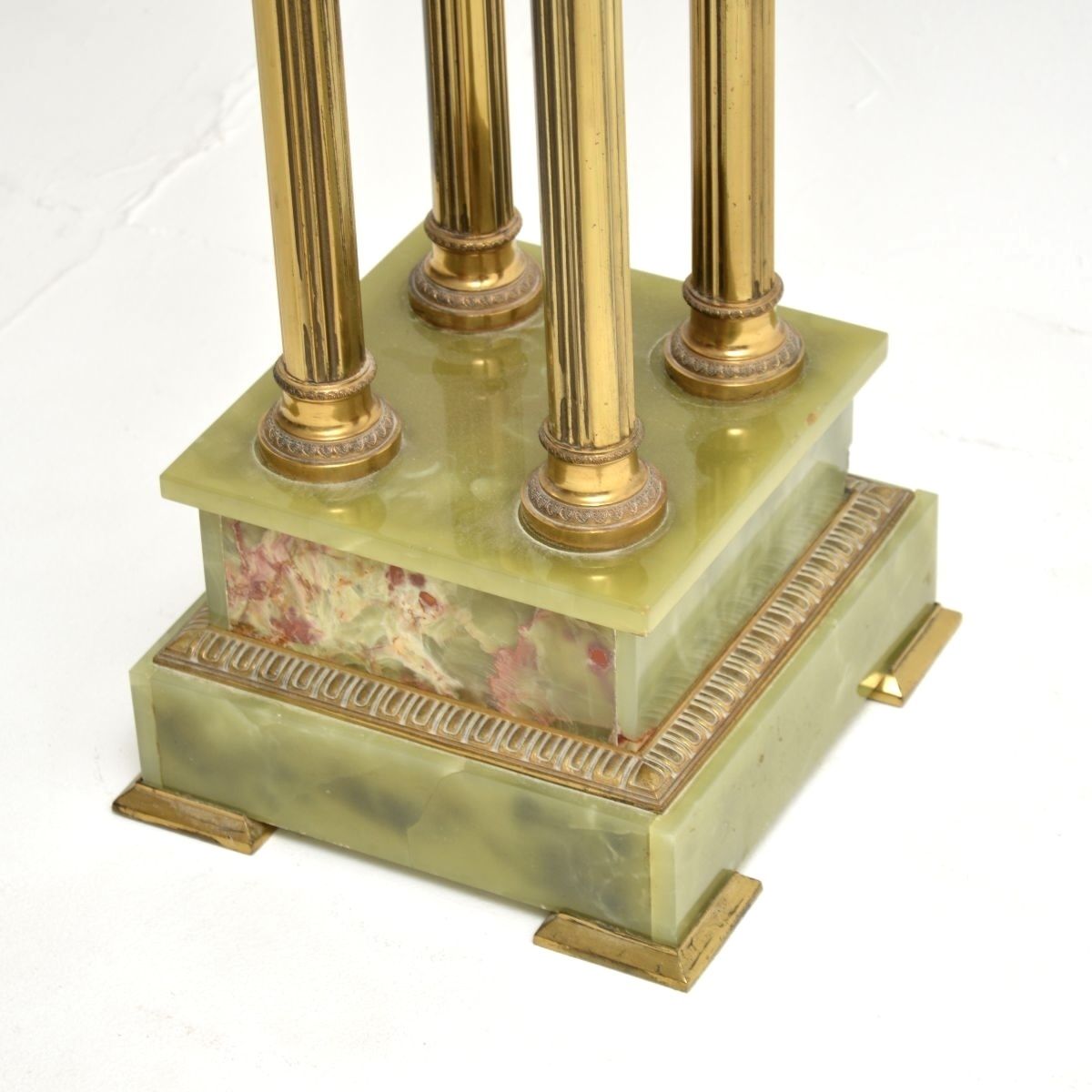 Antique French Onyx And Brass Plant Stand Column photo vinterior