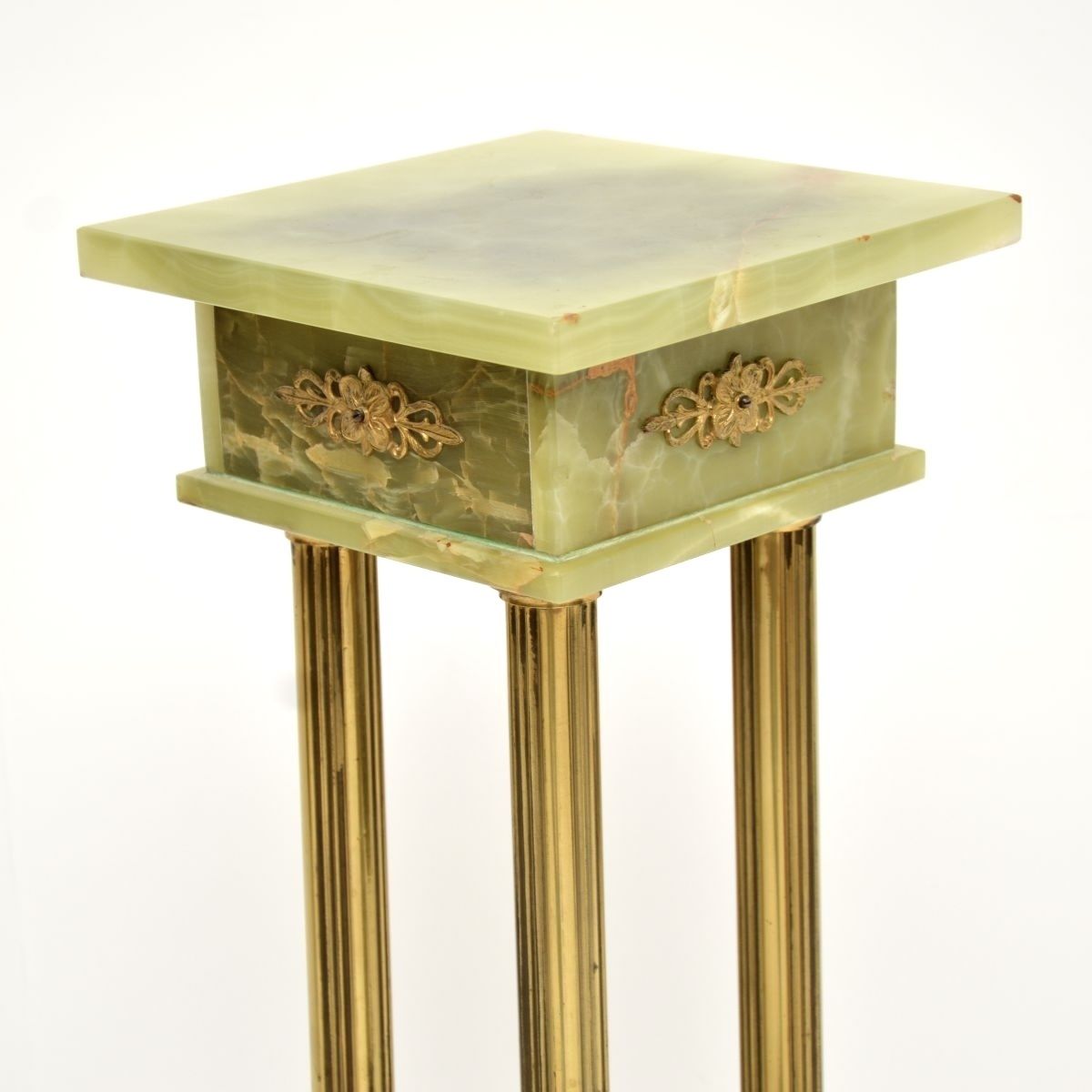 Antique French Onyx And Brass Plant Stand Column photo vintage