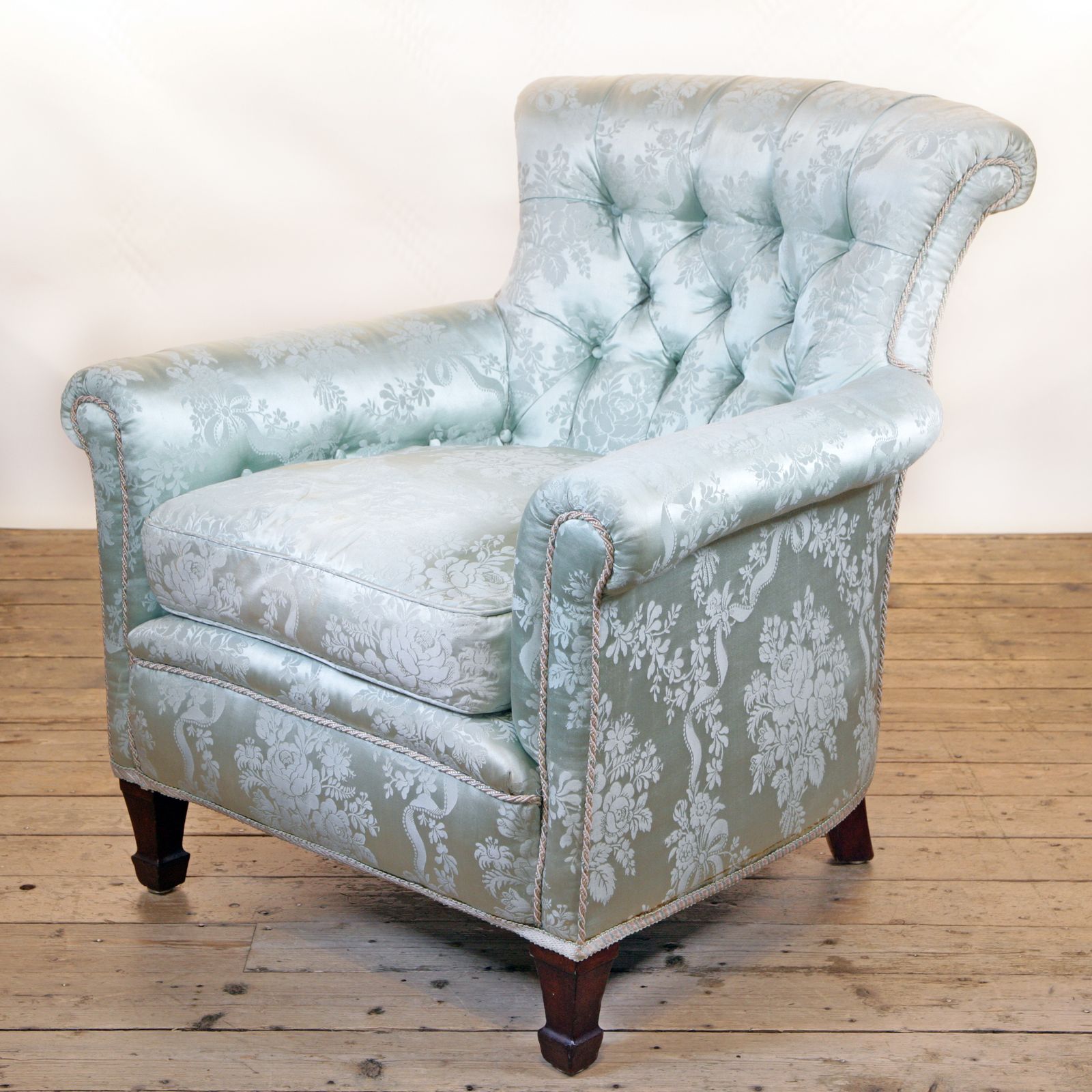 A 19th Century Armchair In Howard And Sons Woodstock Style Upholstered In A French Damask Fabric