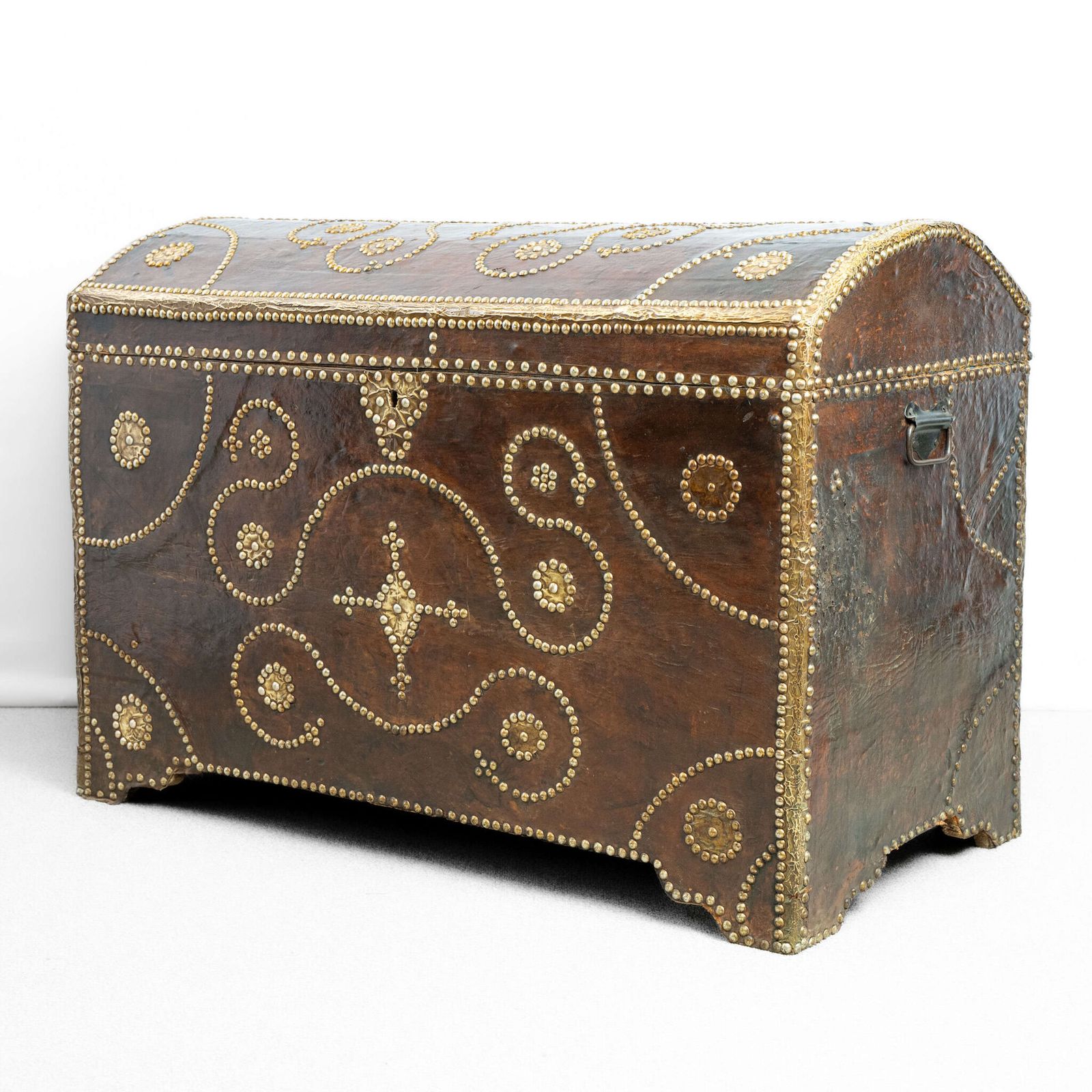 19th Century French Studded Leather Dome Top Chest photo Furniture