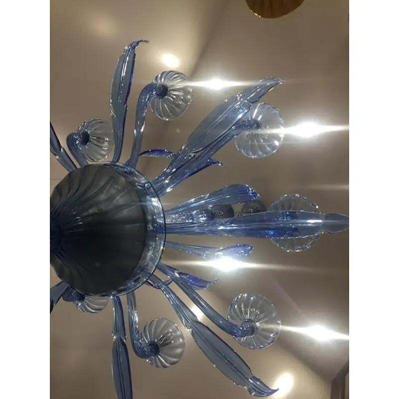 Murano Glass Bluino Italian Leaves Chandelier By Simoeng photo 6549.0