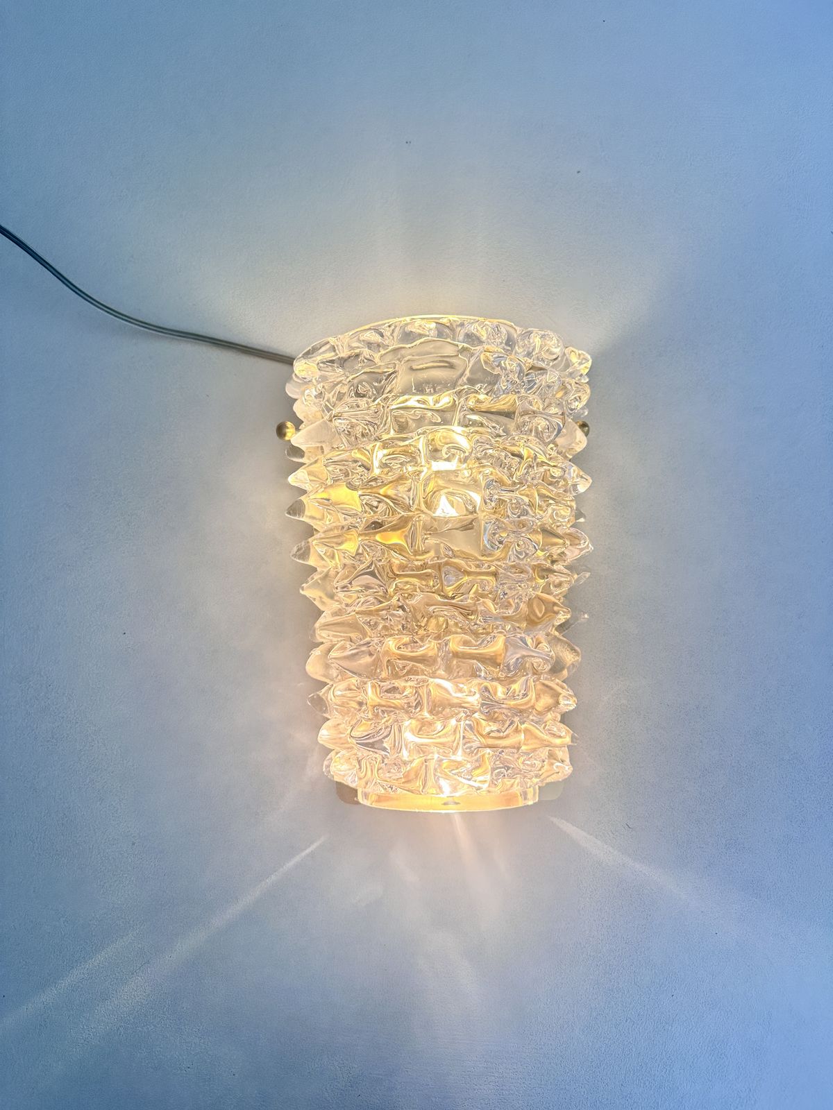 A Pair Barovier Style Art Deco Rostrato Clear Italian Murano Glass Wall Sconces photo furniture