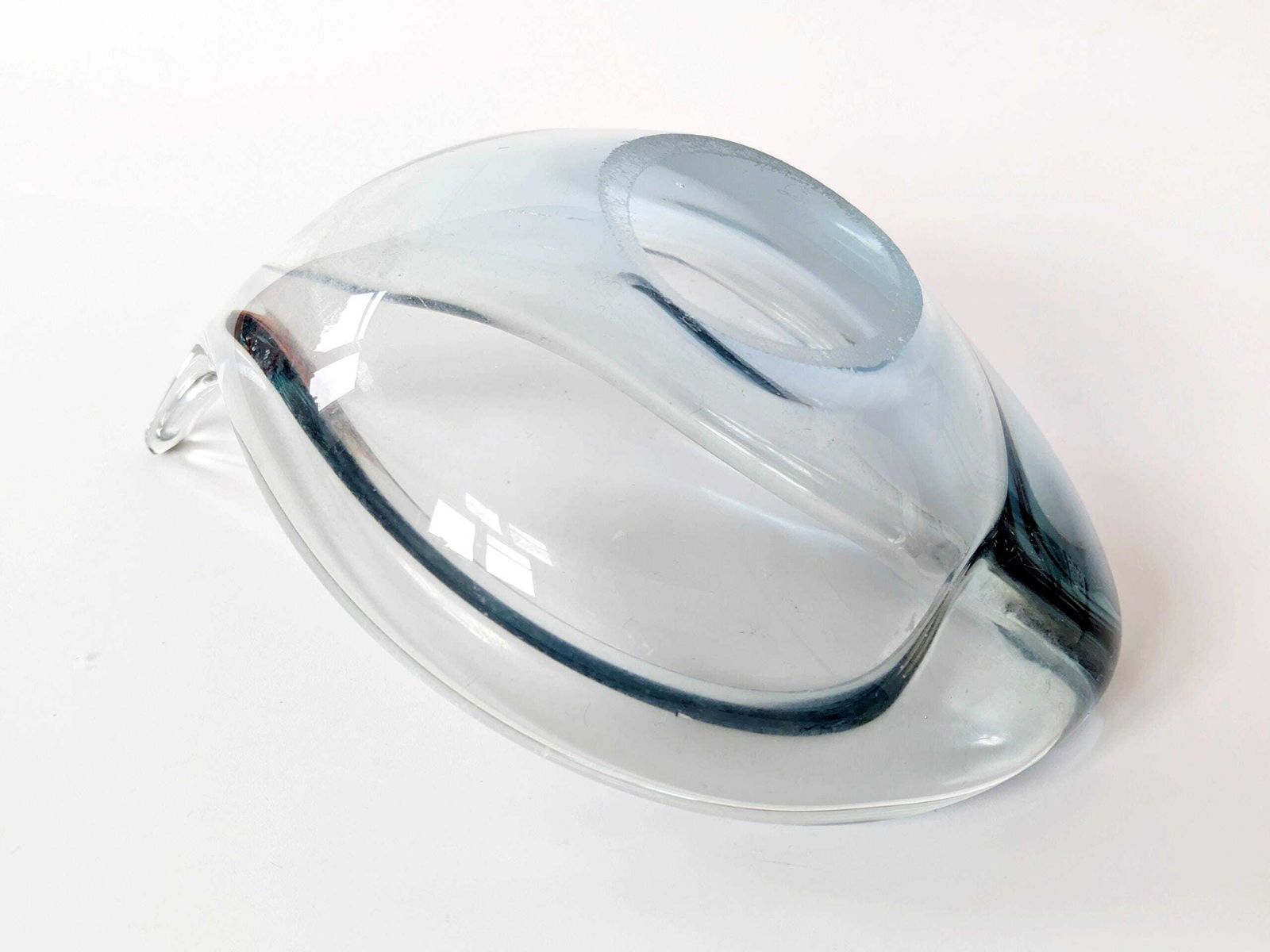 Midcentury Holmegaard Akva Glass Bowl By Per Lütken: Signed Danish Art Glass In Aqua Blue photo vintage