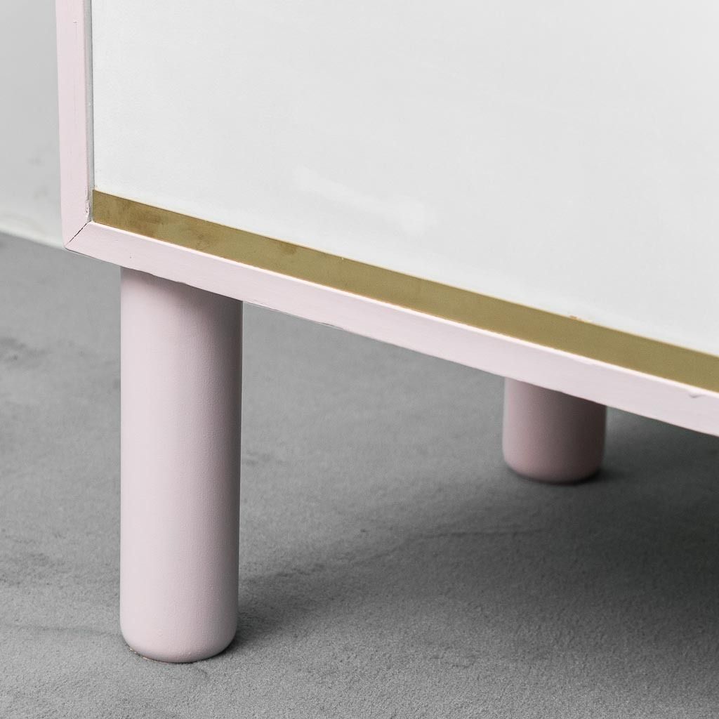 Vintage Sideboard In Pink And White Wood, Italy, 1960s, Modern Antiques photo 475.0
