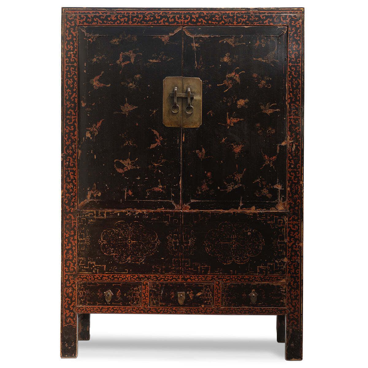 Black Lacquer Shanxi Cabinet With Butterflies photo furniture
