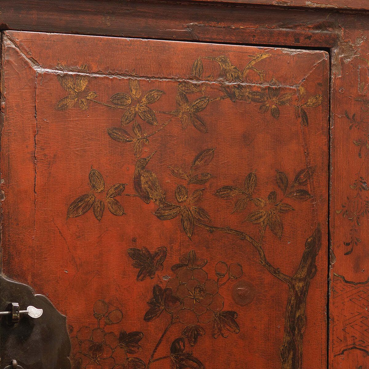 Red And Gold Wedding Cabinet With Birds photo buy