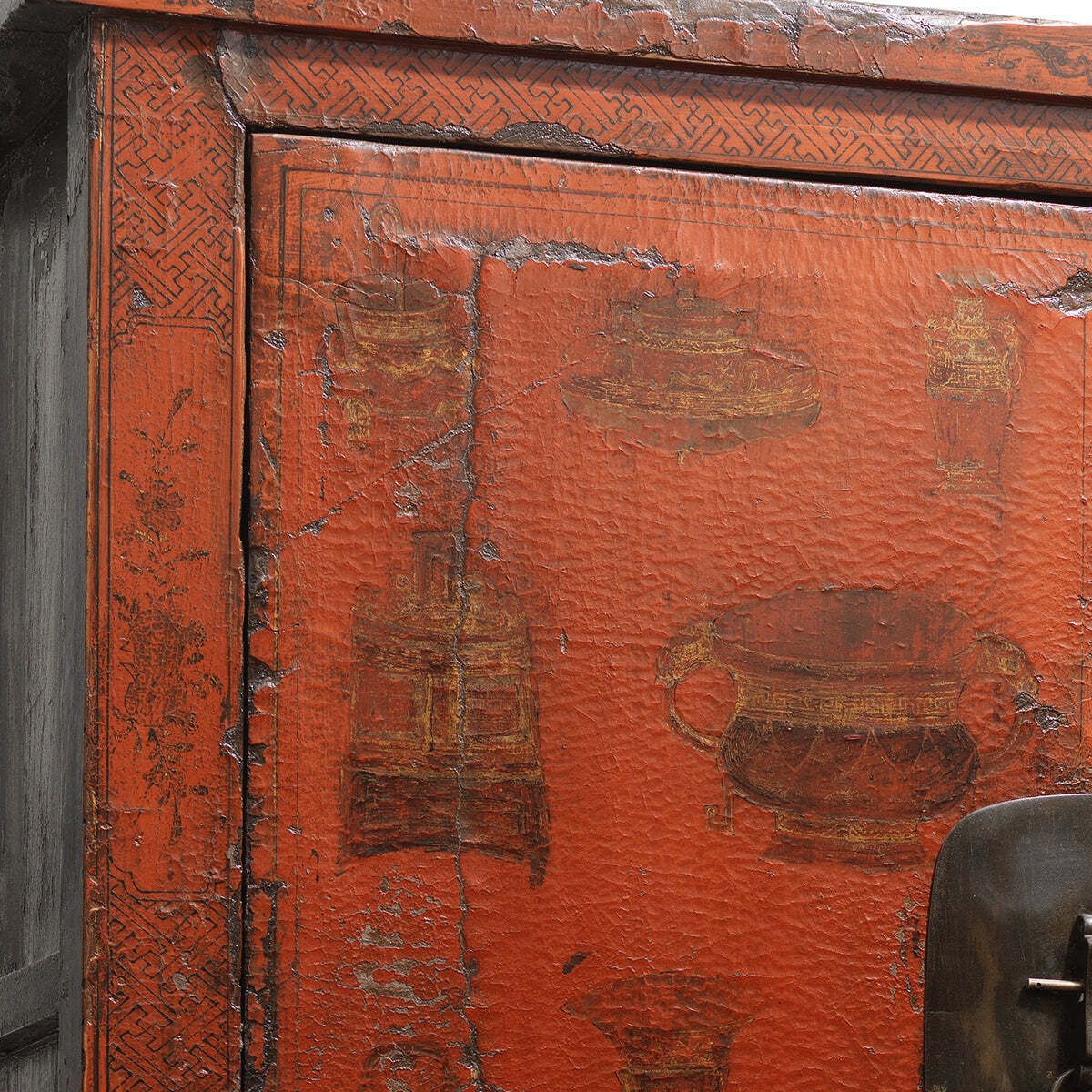 Large Red And Gold Armoire With Curios photo 4995.0
