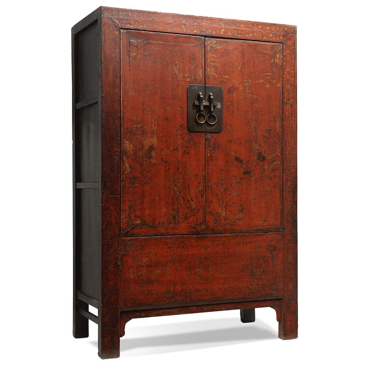 Large Red And Gold Shanxi Armoire