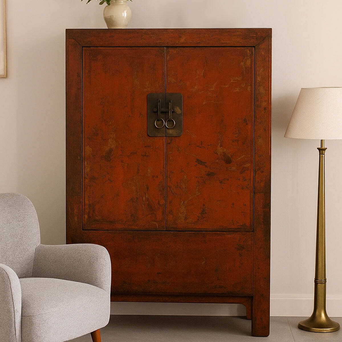 Large Red And Gold Shanxi Armoire photo furniture