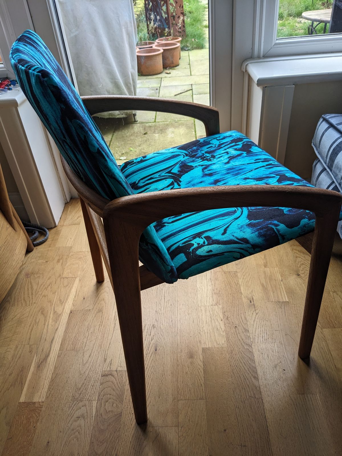1960's Model 23 Teak Chair, Designed By Henning Kjærnulf For Korup Stolefabrik. photo for sale