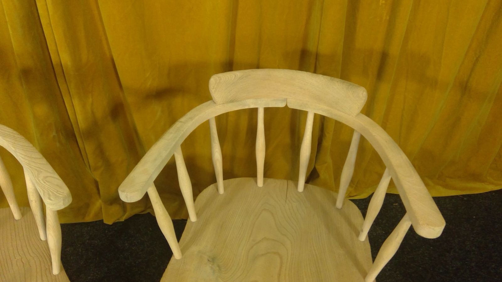 A Good Pair Of Matched Antique Captains Chairs In A Natural Raw Finish photo for sale