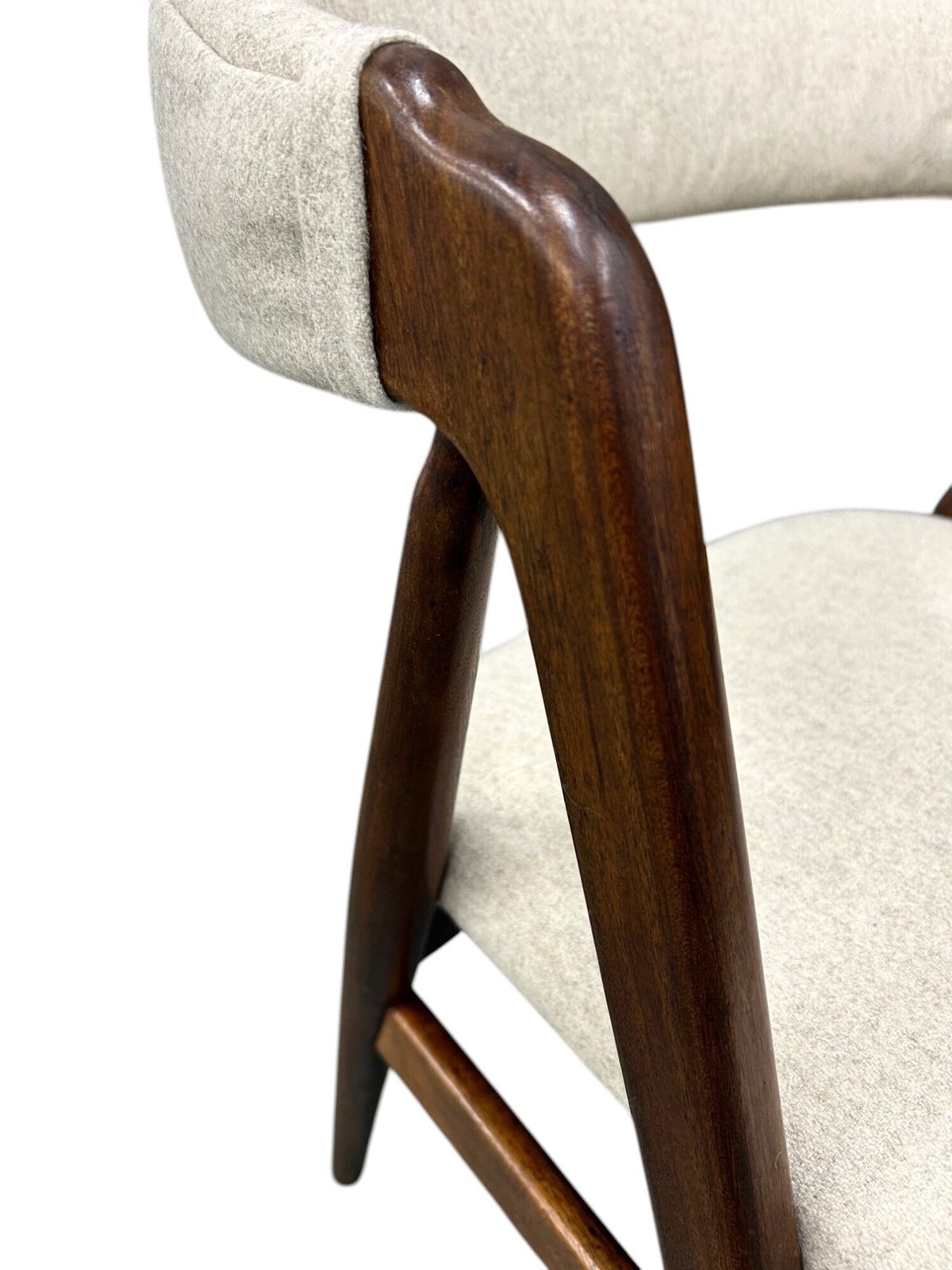 Danish Thomas Harlev For Farstrup Model 205 Teak & Cream Wool Dining Desk Chair Mid Century 1950s photo vintage
