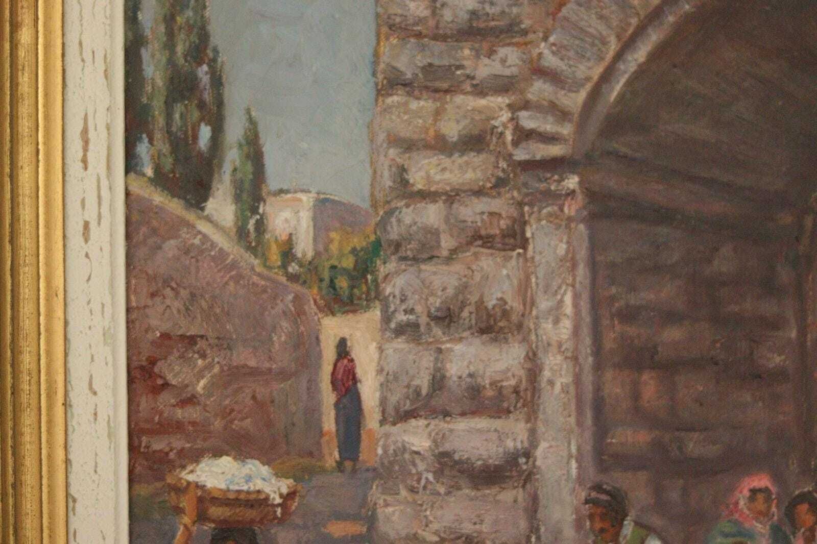 Art Original Swedish Oil On Canvas – “People In Village” By Pontus Viljanen – Signed & Framed – 55 × 64 Cm (21.7" × 25.2") photo