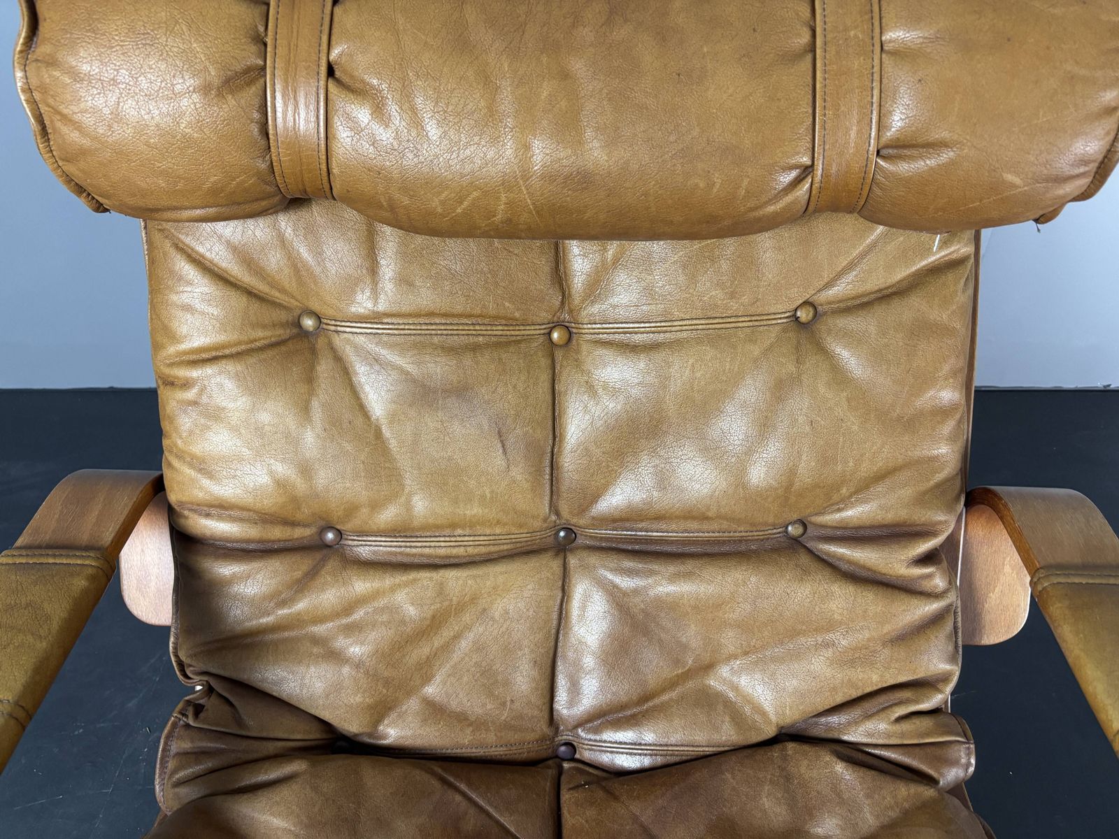 photo for sale Swedish Leather Bentwood Lounge Chair By Jan Bengstsson, 1970s