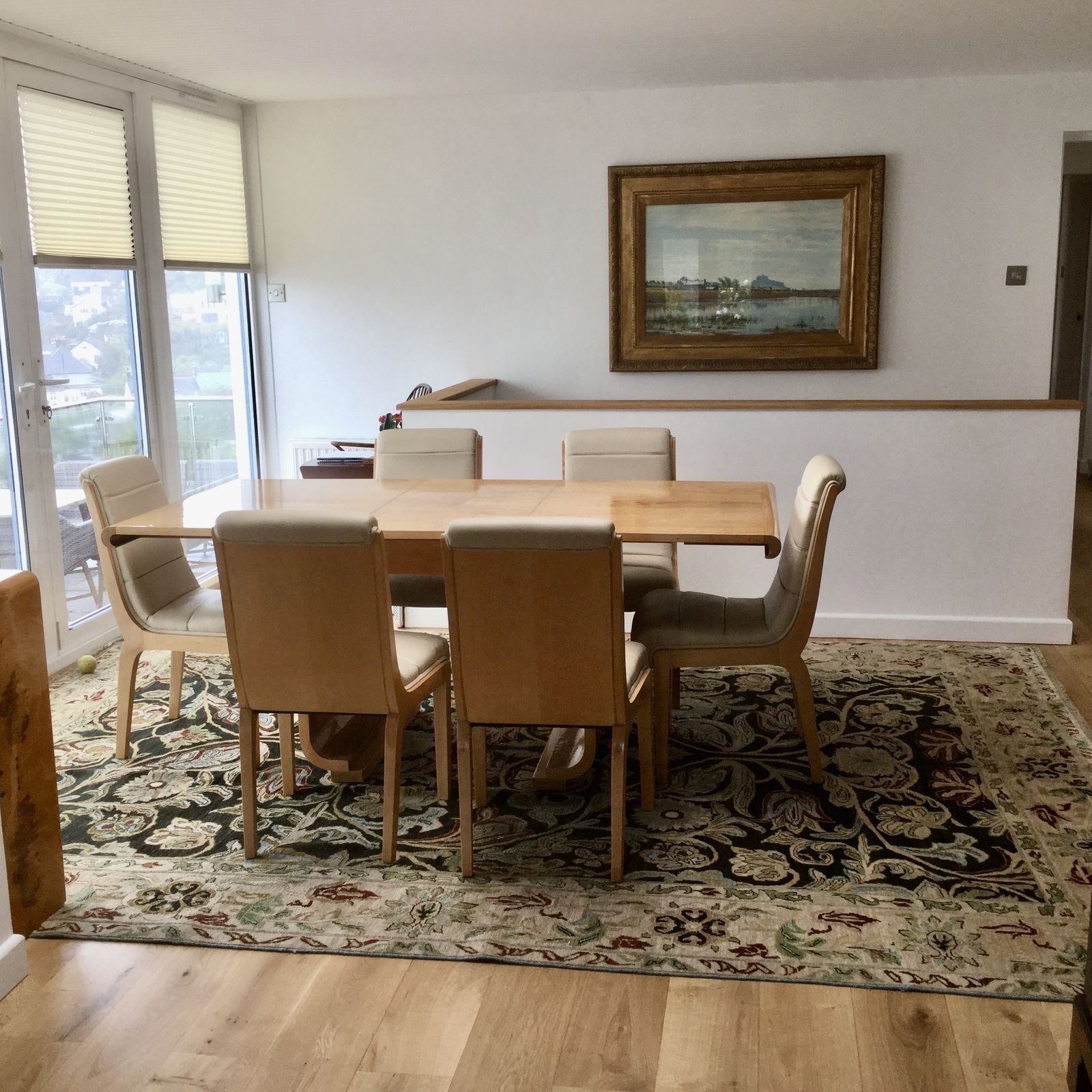 1930’s Beautiful Art Deco Table And Cream Leather Chairs photo furniture