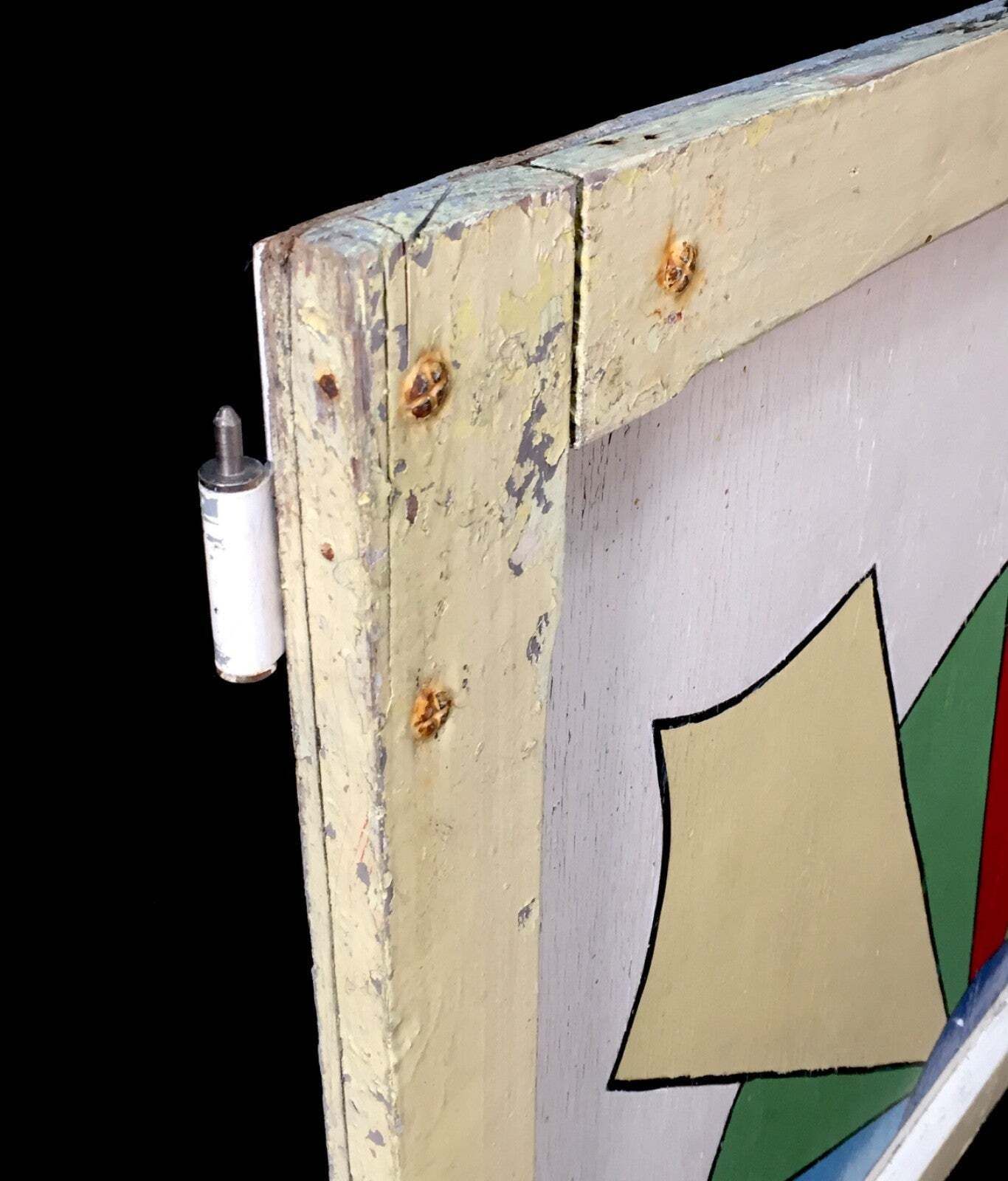 Vintage Hand Painted Colourful Salvaged Fairground Ride Board Panelling C.1970 photo for sale