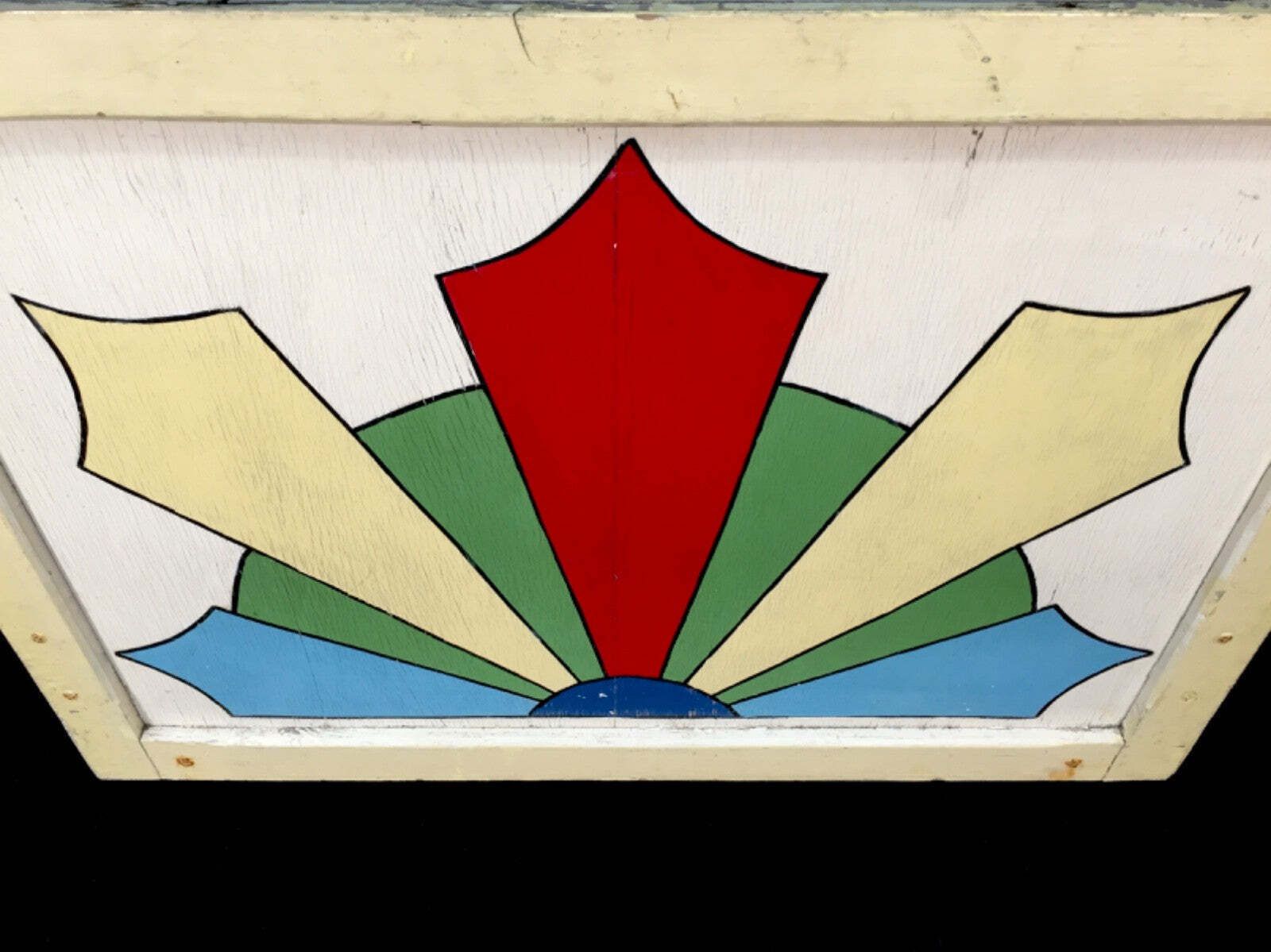 Vintage Hand Painted Colourful Salvaged Fairground Ride Board Panelling C.1970 photo vintage