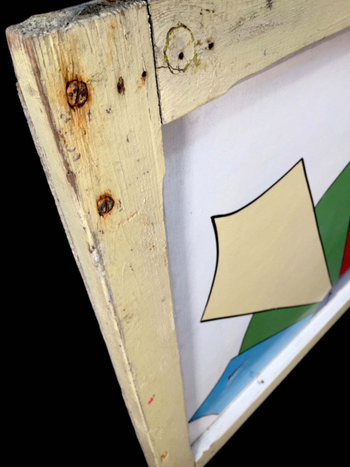 Art Vintage Hand Painted Colourful Salvaged Fairground Ride Board Sign C.1970 photo