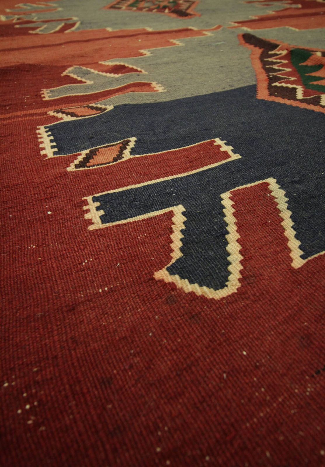 Kilim Rug In Grey And Burgundy Wool, 1970s photo 1868.0
