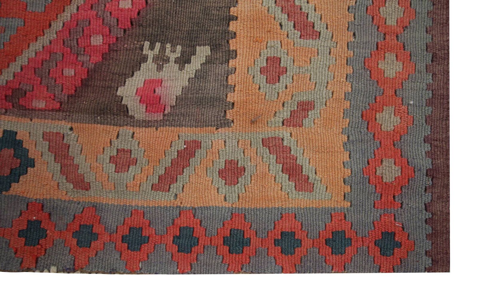 Vintage Kilim Rug From The 1960s, Handmade In Tribal Wool, 342 X 147 Cm photo vinterior