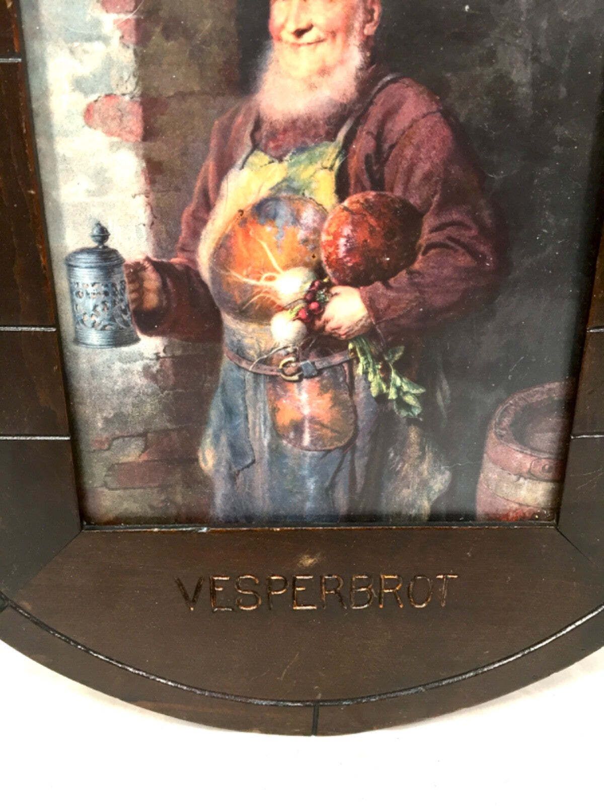 Antique Pair Of German Black Forest Wooden Picture Frames With Prints Of Art photo Art