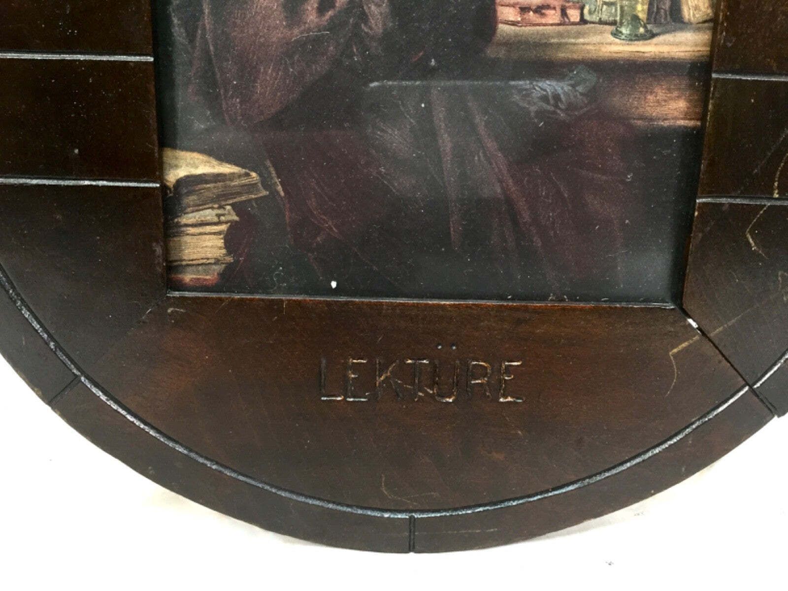 Antique Pair Of German Black Forest Wooden Picture Frames With Prints Of Art photo buy