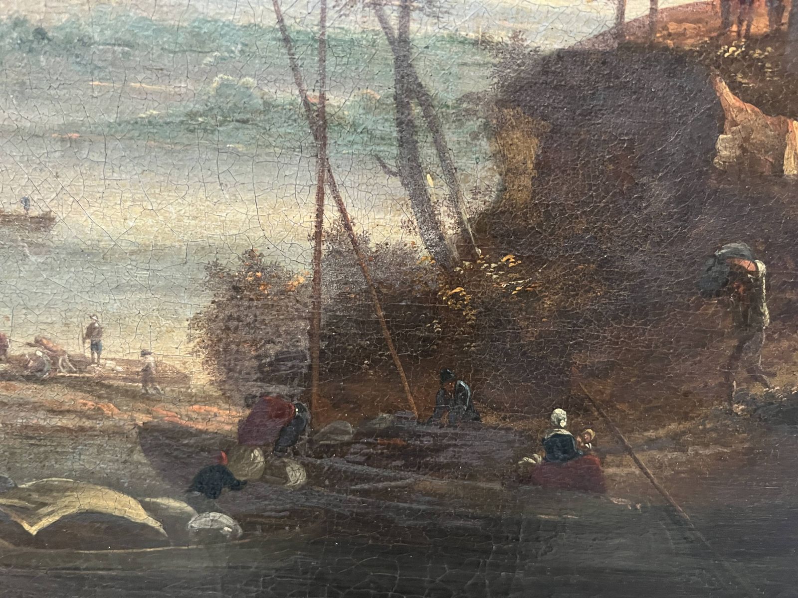 Oil On Canvas "Seascape And Mountains" 19th Century photo Art