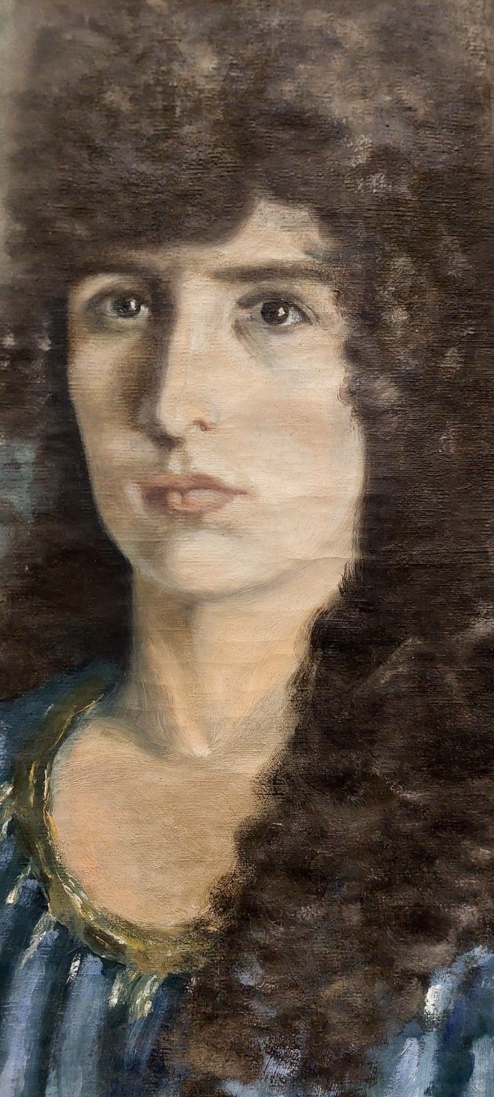 Painting On Canvas Portrait Woman 1930s Signed photo furniture