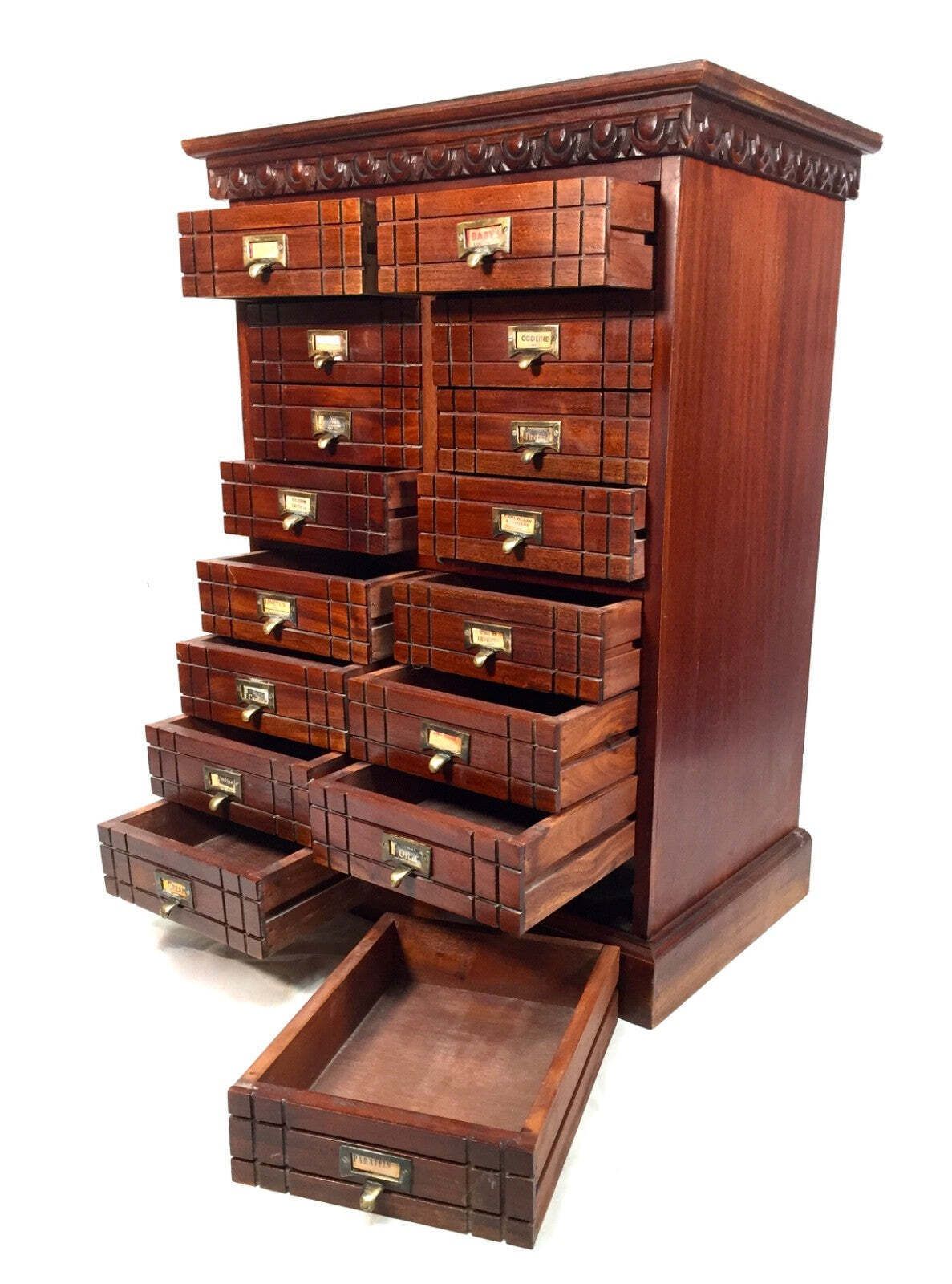 Antique Large Wooden Apothecary Drawer Unit / Storage Filing Cabinet Chest C1900 photo buy